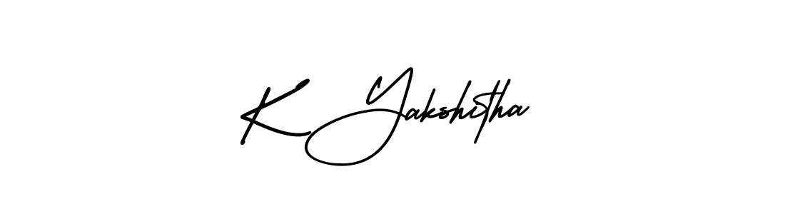 You should practise on your own different ways (AmerikaSignatureDemo-Regular) to write your name (K Yakshitha) in signature. don't let someone else do it for you. K Yakshitha signature style 3 images and pictures png