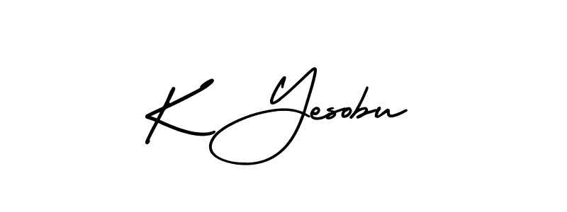 The best way (AmerikaSignatureDemo-Regular) to make a short signature is to pick only two or three words in your name. The name K Yesobu include a total of six letters. For converting this name. K Yesobu signature style 3 images and pictures png