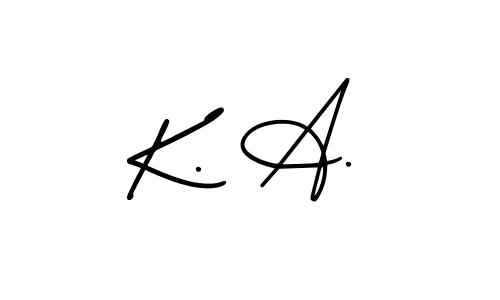 The best way (AmerikaSignatureDemo-Regular) to make a short signature is to pick only two or three words in your name. The name K. A. include a total of six letters. For converting this name. K. A. signature style 3 images and pictures png