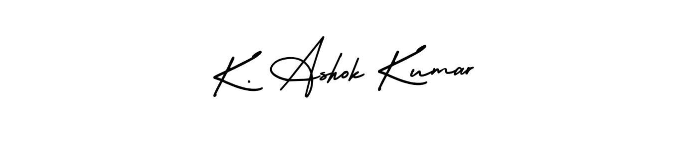 The best way (AmerikaSignatureDemo-Regular) to make a short signature is to pick only two or three words in your name. The name K. Ashok Kumar include a total of six letters. For converting this name. K. Ashok Kumar signature style 3 images and pictures png