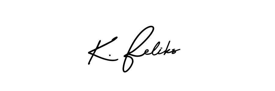 Similarly AmerikaSignatureDemo-Regular is the best handwritten signature design. Signature creator online .You can use it as an online autograph creator for name K. Feliks. K. Feliks signature style 3 images and pictures png