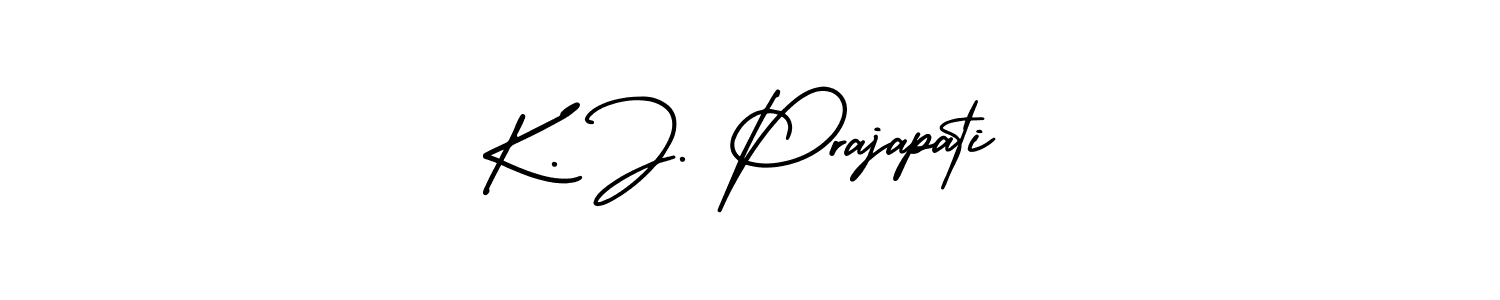 How to make K. J. Prajapati name signature. Use AmerikaSignatureDemo-Regular style for creating short signs online. This is the latest handwritten sign. K. J. Prajapati signature style 3 images and pictures png