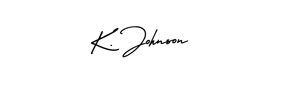 How to make K. Johnson name signature. Use AmerikaSignatureDemo-Regular style for creating short signs online. This is the latest handwritten sign. K. Johnson signature style 3 images and pictures png