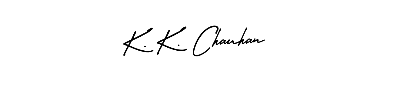 The best way (AmerikaSignatureDemo-Regular) to make a short signature is to pick only two or three words in your name. The name K. K. Chauhan include a total of six letters. For converting this name. K. K. Chauhan signature style 3 images and pictures png