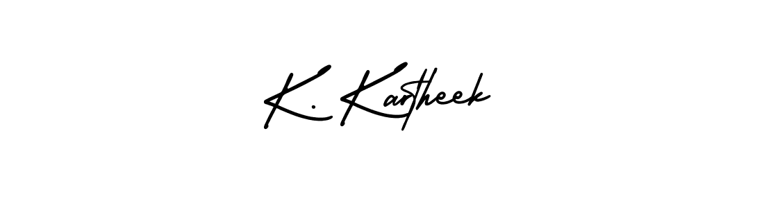 You should practise on your own different ways (AmerikaSignatureDemo-Regular) to write your name (K. Kartheek) in signature. don't let someone else do it for you. K. Kartheek signature style 3 images and pictures png