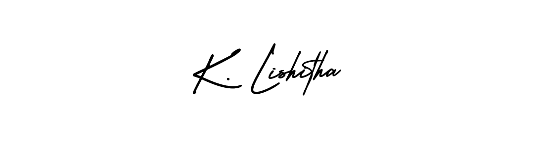 Use a signature maker to create a handwritten signature online. With this signature software, you can design (AmerikaSignatureDemo-Regular) your own signature for name K. Lishitha. K. Lishitha signature style 3 images and pictures png