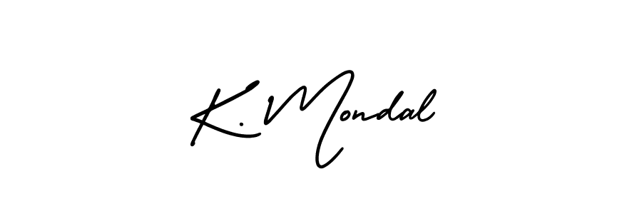 Use a signature maker to create a handwritten signature online. With this signature software, you can design (AmerikaSignatureDemo-Regular) your own signature for name K. Mondal. K. Mondal signature style 3 images and pictures png