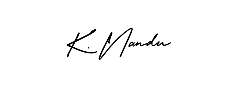 The best way (AmerikaSignatureDemo-Regular) to make a short signature is to pick only two or three words in your name. The name K. Nandu include a total of six letters. For converting this name. K. Nandu signature style 3 images and pictures png
