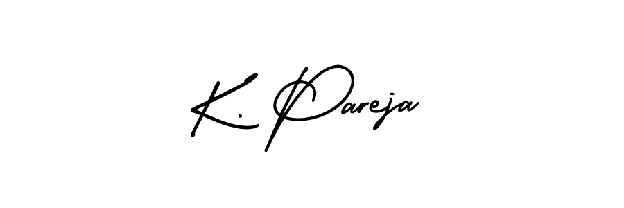 You should practise on your own different ways (AmerikaSignatureDemo-Regular) to write your name (K. Pareja) in signature. don't let someone else do it for you. K. Pareja signature style 3 images and pictures png