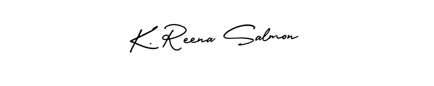 How to make K. Reena Salmon name signature. Use AmerikaSignatureDemo-Regular style for creating short signs online. This is the latest handwritten sign. K. Reena Salmon signature style 3 images and pictures png