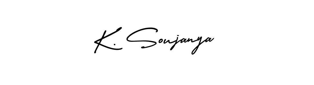 You should practise on your own different ways (AmerikaSignatureDemo-Regular) to write your name (K. Soujanya) in signature. don't let someone else do it for you. K. Soujanya signature style 3 images and pictures png