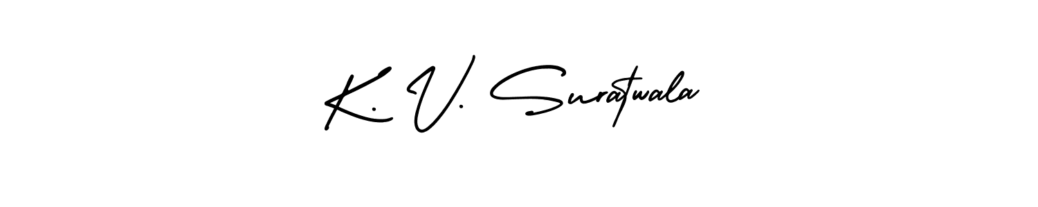 You should practise on your own different ways (AmerikaSignatureDemo-Regular) to write your name (K. V. Suratwala) in signature. don't let someone else do it for you. K. V. Suratwala signature style 3 images and pictures png