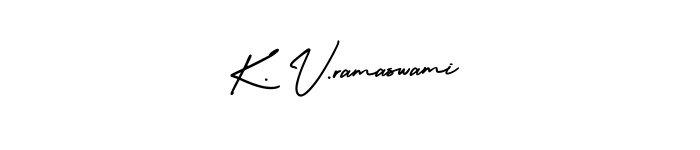 You should practise on your own different ways (AmerikaSignatureDemo-Regular) to write your name (K. V.ramaswami) in signature. don't let someone else do it for you. K. V.ramaswami signature style 3 images and pictures png