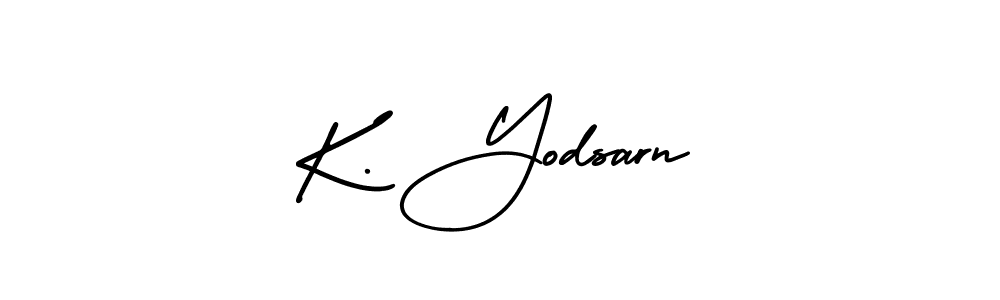 Use a signature maker to create a handwritten signature online. With this signature software, you can design (AmerikaSignatureDemo-Regular) your own signature for name K. Yodsarn. K. Yodsarn signature style 3 images and pictures png