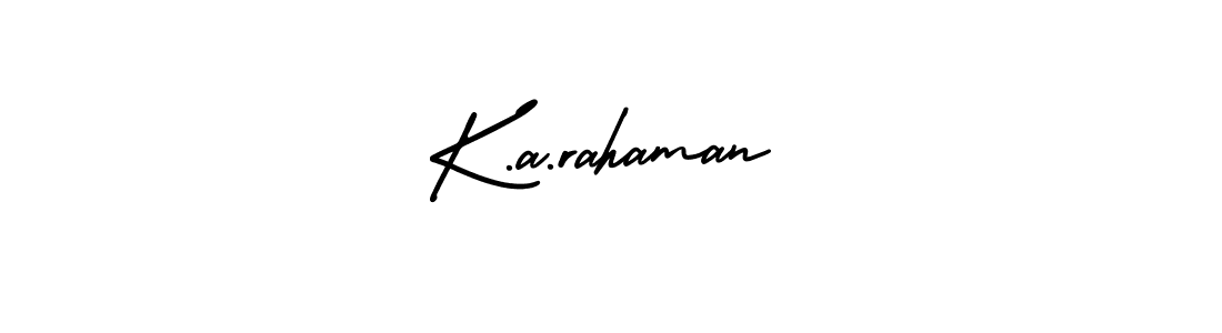 You should practise on your own different ways (AmerikaSignatureDemo-Regular) to write your name (K.a.rahaman) in signature. don't let someone else do it for you. K.a.rahaman signature style 3 images and pictures png