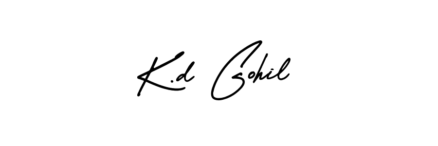 K.d Gohil stylish signature style. Best Handwritten Sign (AmerikaSignatureDemo-Regular) for my name. Handwritten Signature Collection Ideas for my name K.d Gohil. K.d Gohil signature style 3 images and pictures png