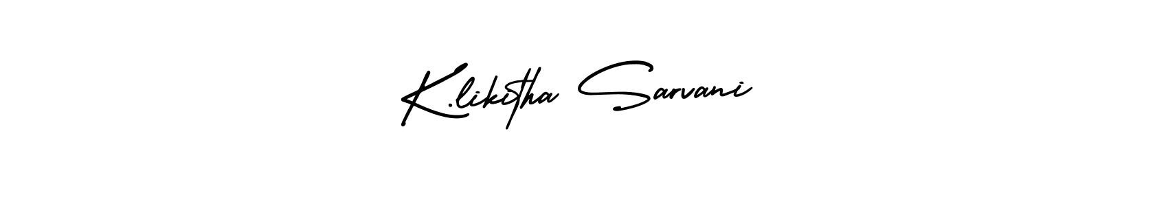 You should practise on your own different ways (AmerikaSignatureDemo-Regular) to write your name (K.likitha Sarvani) in signature. don't let someone else do it for you. K.likitha Sarvani signature style 3 images and pictures png