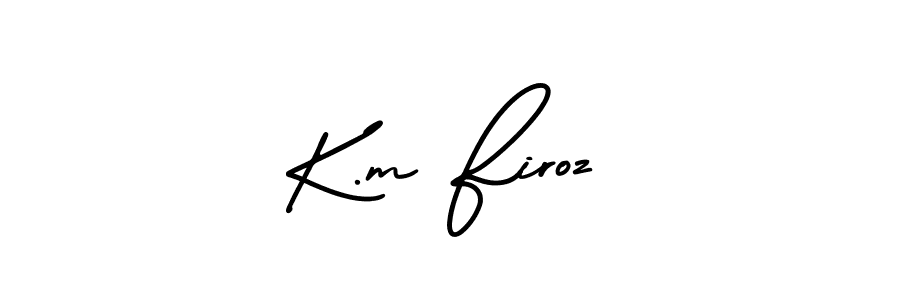 Create a beautiful signature design for name K.m Firoz. With this signature (AmerikaSignatureDemo-Regular) fonts, you can make a handwritten signature for free. K.m Firoz signature style 3 images and pictures png