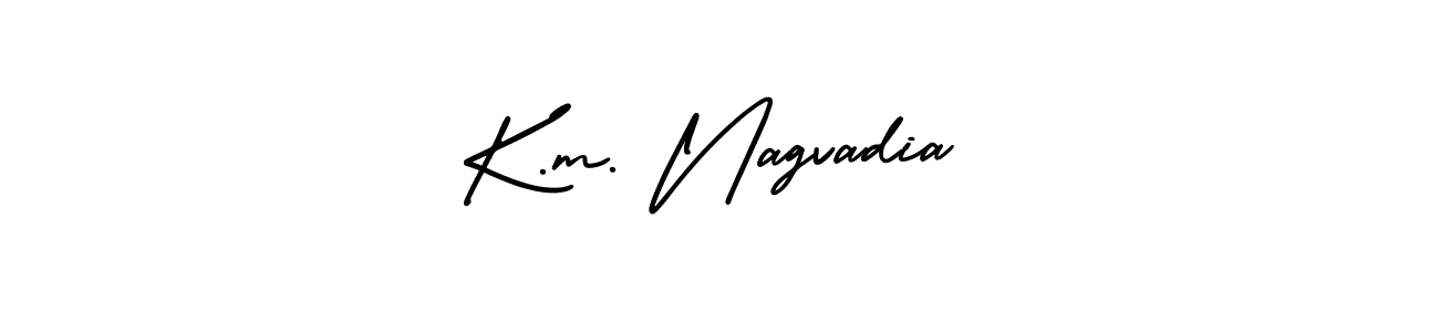 Create a beautiful signature design for name K.m. Nagvadia. With this signature (AmerikaSignatureDemo-Regular) fonts, you can make a handwritten signature for free. K.m. Nagvadia signature style 3 images and pictures png