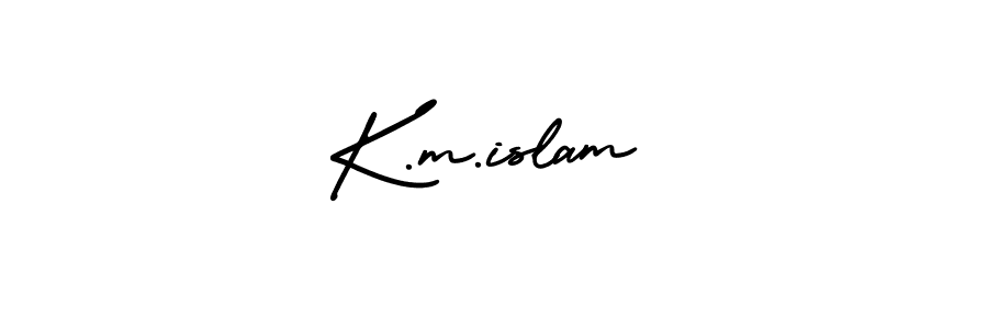 How to make K.m.islam signature? AmerikaSignatureDemo-Regular is a professional autograph style. Create handwritten signature for K.m.islam name. K.m.islam signature style 3 images and pictures png