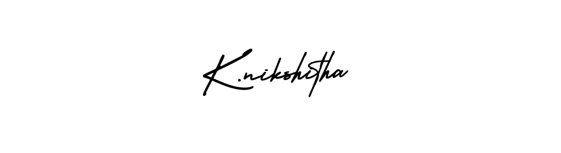 How to make K.nikshitha name signature. Use AmerikaSignatureDemo-Regular style for creating short signs online. This is the latest handwritten sign. K.nikshitha signature style 3 images and pictures png