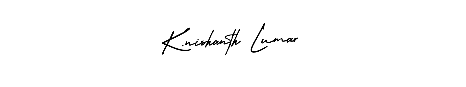 How to Draw K.nishanth Lumar signature style? AmerikaSignatureDemo-Regular is a latest design signature styles for name K.nishanth Lumar. K.nishanth Lumar signature style 3 images and pictures png