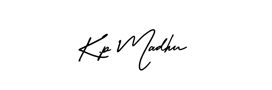 Create a beautiful signature design for name K.p Madhu. With this signature (AmerikaSignatureDemo-Regular) fonts, you can make a handwritten signature for free. K.p Madhu signature style 3 images and pictures png