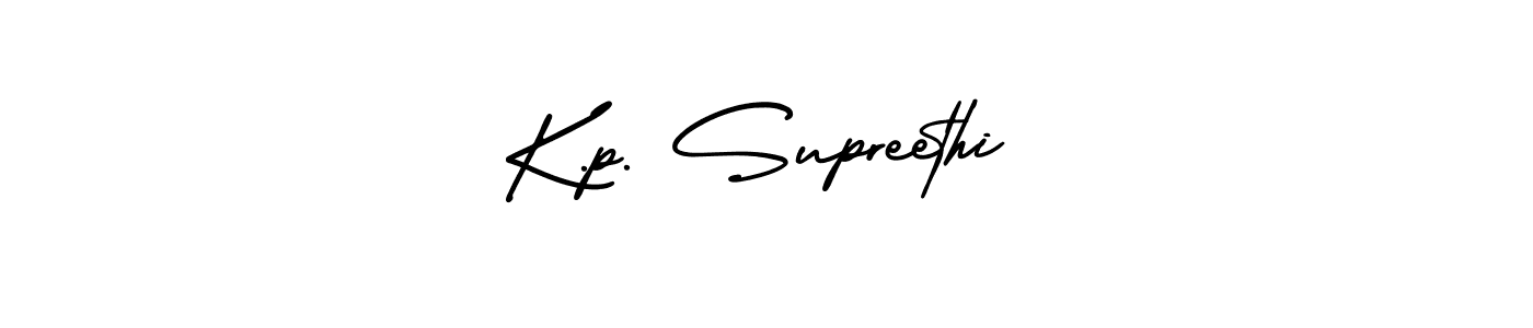 K.p. Supreethi stylish signature style. Best Handwritten Sign (AmerikaSignatureDemo-Regular) for my name. Handwritten Signature Collection Ideas for my name K.p. Supreethi. K.p. Supreethi signature style 3 images and pictures png