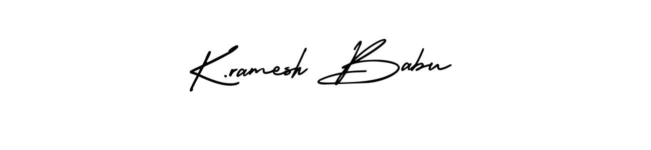 You should practise on your own different ways (AmerikaSignatureDemo-Regular) to write your name (K.ramesh Babu) in signature. don't let someone else do it for you. K.ramesh Babu signature style 3 images and pictures png