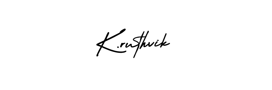 You should practise on your own different ways (AmerikaSignatureDemo-Regular) to write your name (K.ruthvik) in signature. don't let someone else do it for you. K.ruthvik signature style 3 images and pictures png