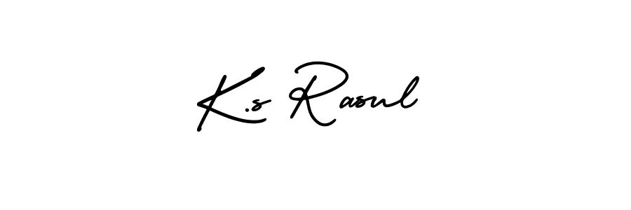 Similarly AmerikaSignatureDemo-Regular is the best handwritten signature design. Signature creator online .You can use it as an online autograph creator for name K.s Rasul. K.s Rasul signature style 3 images and pictures png