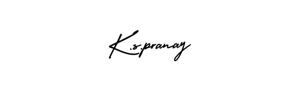 Design your own signature with our free online signature maker. With this signature software, you can create a handwritten (AmerikaSignatureDemo-Regular) signature for name K.s.pranay. K.s.pranay signature style 3 images and pictures png