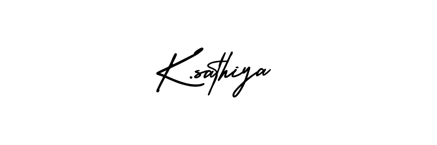 You should practise on your own different ways (AmerikaSignatureDemo-Regular) to write your name (K.sathiya) in signature. don't let someone else do it for you. K.sathiya signature style 3 images and pictures png