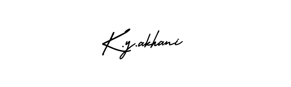 How to make K.y.akhani name signature. Use AmerikaSignatureDemo-Regular style for creating short signs online. This is the latest handwritten sign. K.y.akhani signature style 3 images and pictures png