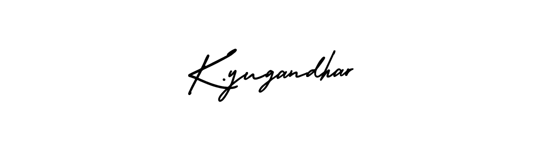 This is the best signature style for the K.yugandhar name. Also you like these signature font (AmerikaSignatureDemo-Regular). Mix name signature. K.yugandhar signature style 3 images and pictures png