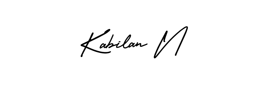 This is the best signature style for the Kabilan N name. Also you like these signature font (AmerikaSignatureDemo-Regular). Mix name signature. Kabilan N signature style 3 images and pictures png