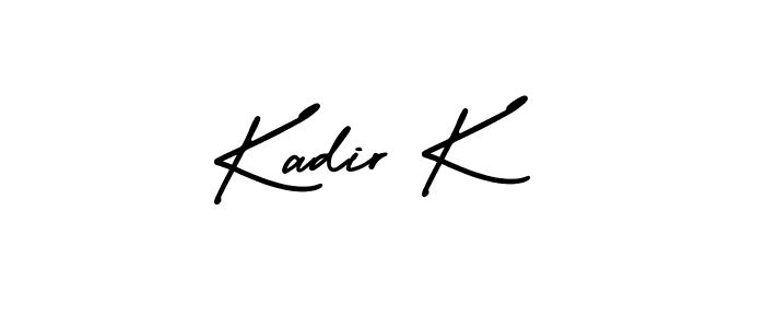 You should practise on your own different ways (AmerikaSignatureDemo-Regular) to write your name (Kadir K) in signature. don't let someone else do it for you. Kadir K signature style 3 images and pictures png