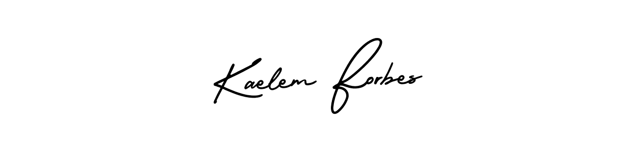 The best way (AmerikaSignatureDemo-Regular) to make a short signature is to pick only two or three words in your name. The name Kaelem Forbes include a total of six letters. For converting this name. Kaelem Forbes signature style 3 images and pictures png