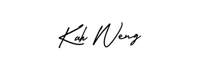 You should practise on your own different ways (AmerikaSignatureDemo-Regular) to write your name (Kah Weng) in signature. don't let someone else do it for you. Kah Weng signature style 3 images and pictures png