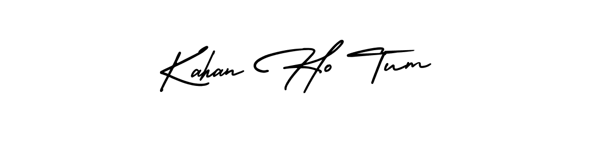 You should practise on your own different ways (AmerikaSignatureDemo-Regular) to write your name (Kahan Ho Tum) in signature. don't let someone else do it for you. Kahan Ho Tum signature style 3 images and pictures png