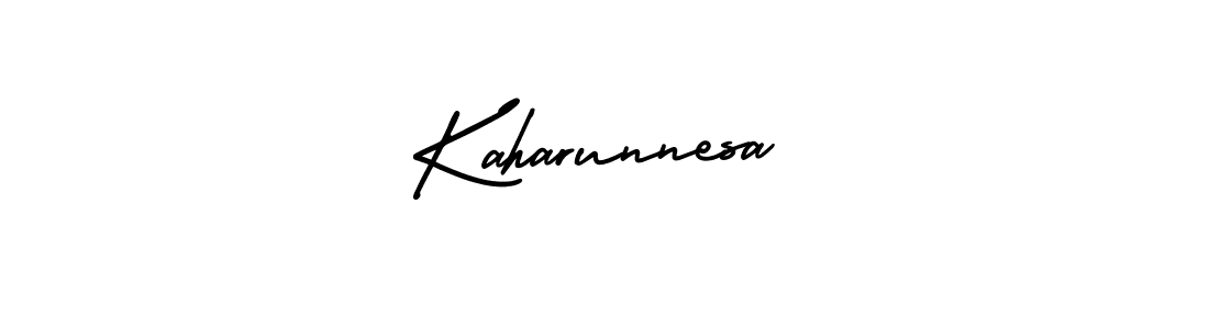 if you are searching for the best signature style for your name Kaharunnesa. so please give up your signature search. here we have designed multiple signature styles  using AmerikaSignatureDemo-Regular. Kaharunnesa signature style 3 images and pictures png