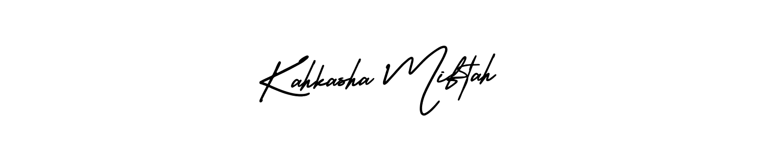 This is the best signature style for the Kahkasha Miftah name. Also you like these signature font (AmerikaSignatureDemo-Regular). Mix name signature. Kahkasha Miftah signature style 3 images and pictures png