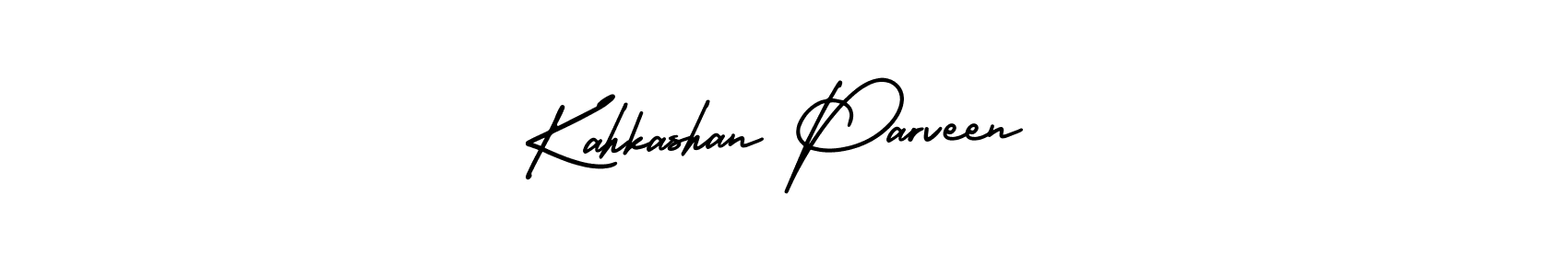 The best way (AmerikaSignatureDemo-Regular) to make a short signature is to pick only two or three words in your name. The name Kahkashan Parveen include a total of six letters. For converting this name. Kahkashan Parveen signature style 3 images and pictures png
