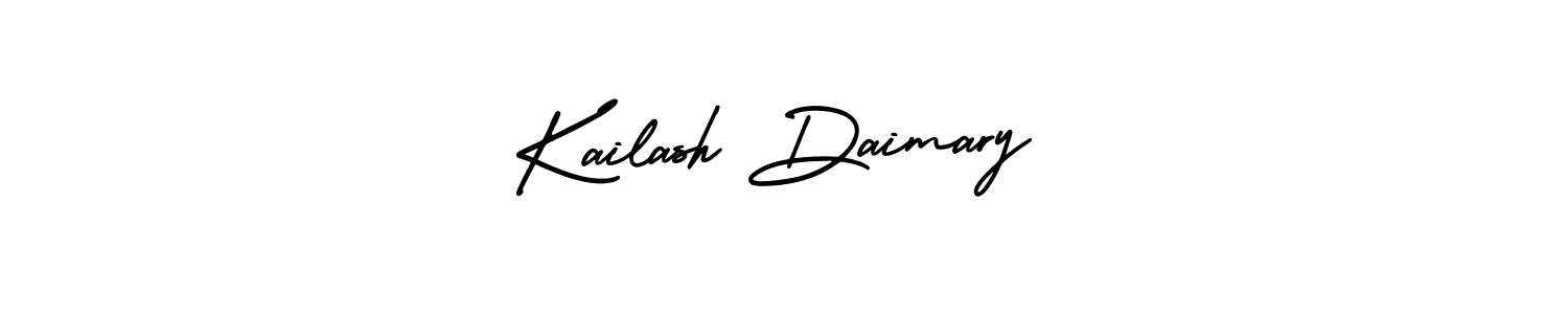 The best way (AmerikaSignatureDemo-Regular) to make a short signature is to pick only two or three words in your name. The name Kailash Daimary include a total of six letters. For converting this name. Kailash Daimary signature style 3 images and pictures png