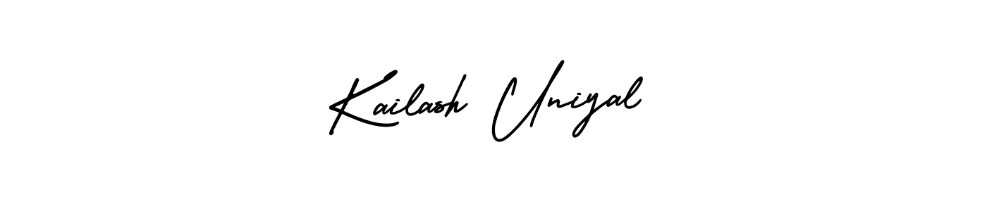 This is the best signature style for the Kailash Uniyal name. Also you like these signature font (AmerikaSignatureDemo-Regular). Mix name signature. Kailash Uniyal signature style 3 images and pictures png