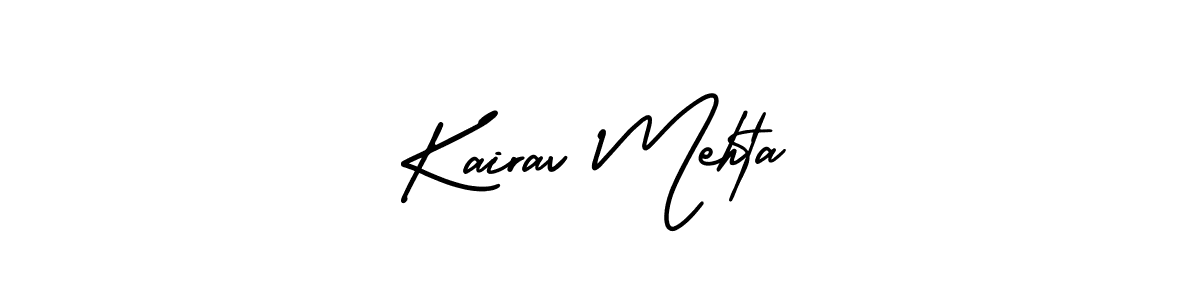 The best way (AmerikaSignatureDemo-Regular) to make a short signature is to pick only two or three words in your name. The name Kairav Mehta include a total of six letters. For converting this name. Kairav Mehta signature style 3 images and pictures png