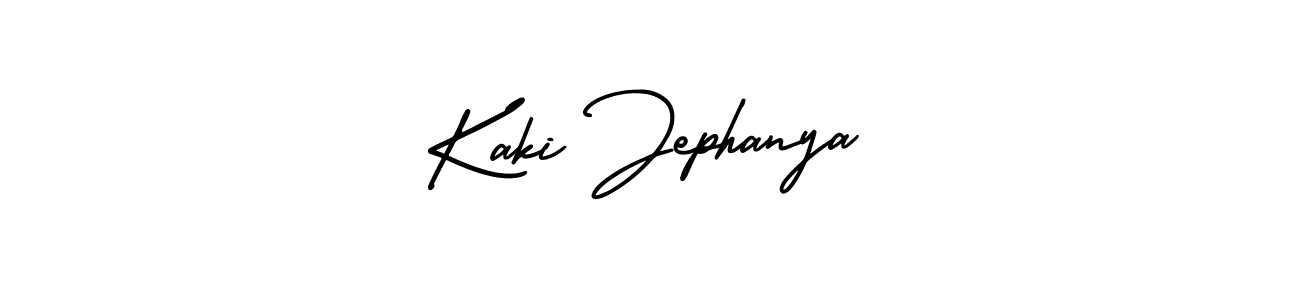 You should practise on your own different ways (AmerikaSignatureDemo-Regular) to write your name (Kaki Jephanya) in signature. don't let someone else do it for you. Kaki Jephanya signature style 3 images and pictures png