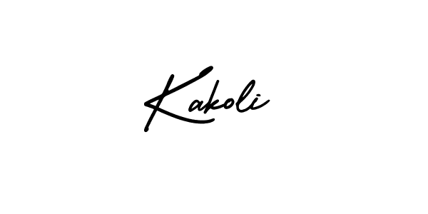 You should practise on your own different ways (AmerikaSignatureDemo-Regular) to write your name (Kakoli) in signature. don't let someone else do it for you. Kakoli signature style 3 images and pictures png