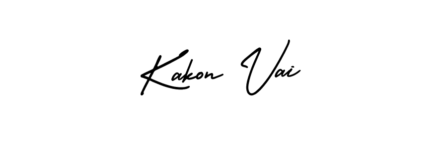 You should practise on your own different ways (AmerikaSignatureDemo-Regular) to write your name (Kakon Vai) in signature. don't let someone else do it for you. Kakon Vai signature style 3 images and pictures png