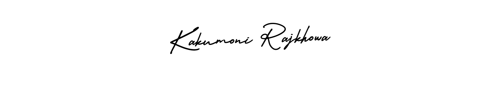 The best way (AmerikaSignatureDemo-Regular) to make a short signature is to pick only two or three words in your name. The name Kakumoni Rajkhowa include a total of six letters. For converting this name. Kakumoni Rajkhowa signature style 3 images and pictures png